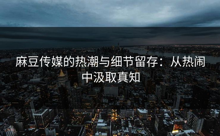 麻豆传媒的热潮与细节留存：从热闹中汲取真知