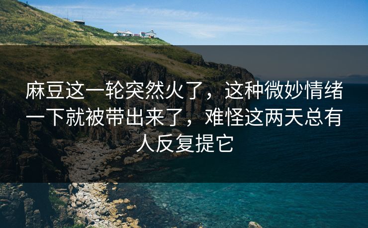 麻豆这一轮突然火了，这种微妙情绪一下就被带出来了，难怪这两天总有人反复提它