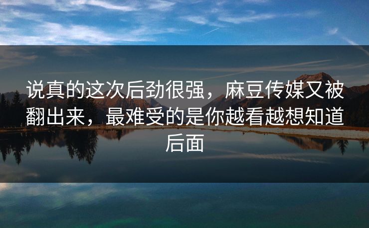说真的这次后劲很强，麻豆传媒又被翻出来，最难受的是你越看越想知道后面