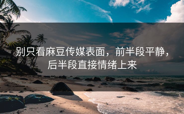 别只看麻豆传媒表面，前半段平静，后半段直接情绪上来